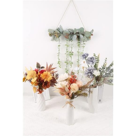 Artificial Flowers Bouquet Silk Flower (Autumn red) - Picture 7 of 7